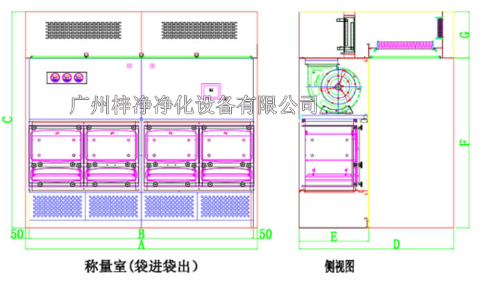  大型負壓稱量間方案設(shè)計示意圖